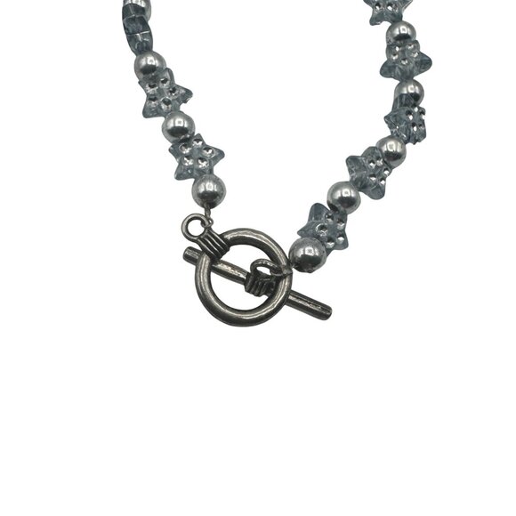 Light Blue Star Beaded Bracelet Toggle Clasp Jewelry Handmade Design Piece - Picture 4 of 4